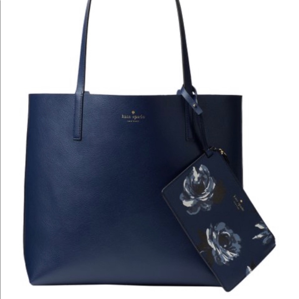 Navy Floral Arch Place Reversible tote